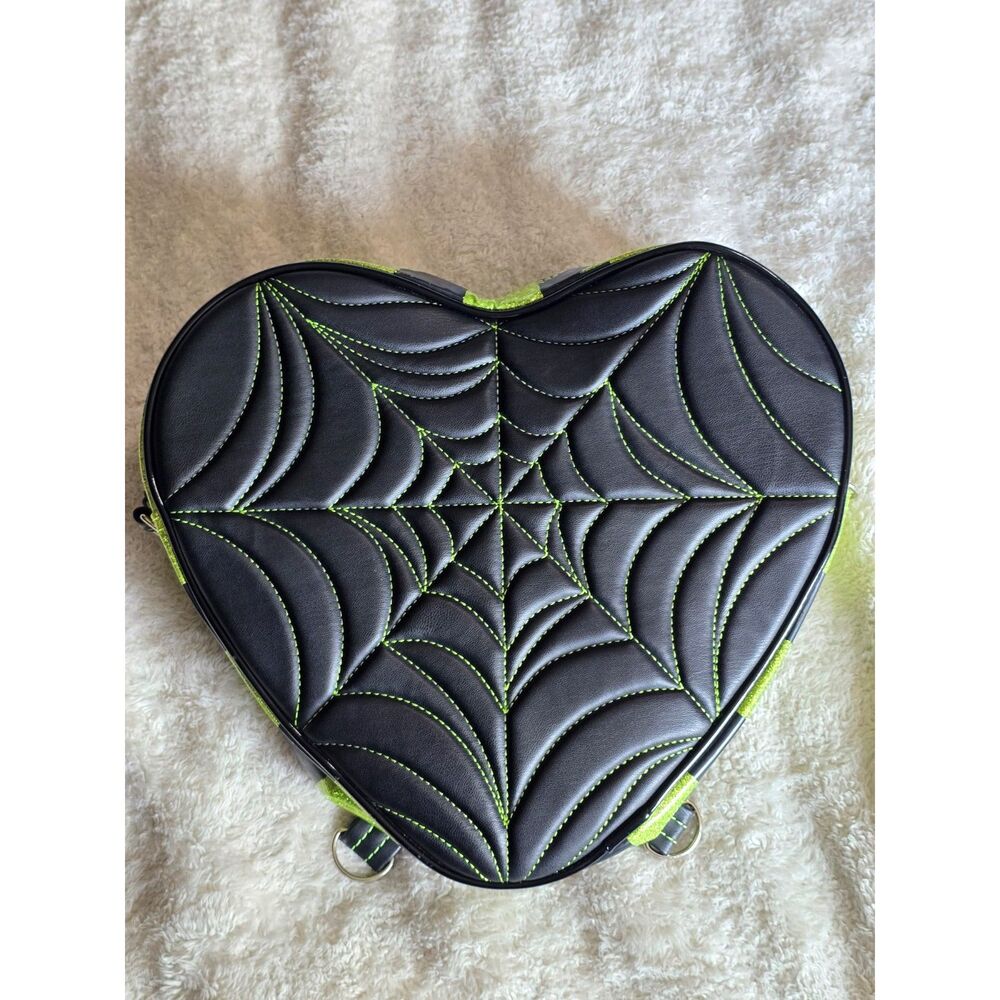 Love Pain & Stitches "The Pumpkin Kult" Full Size Heart Spiderweb Bag